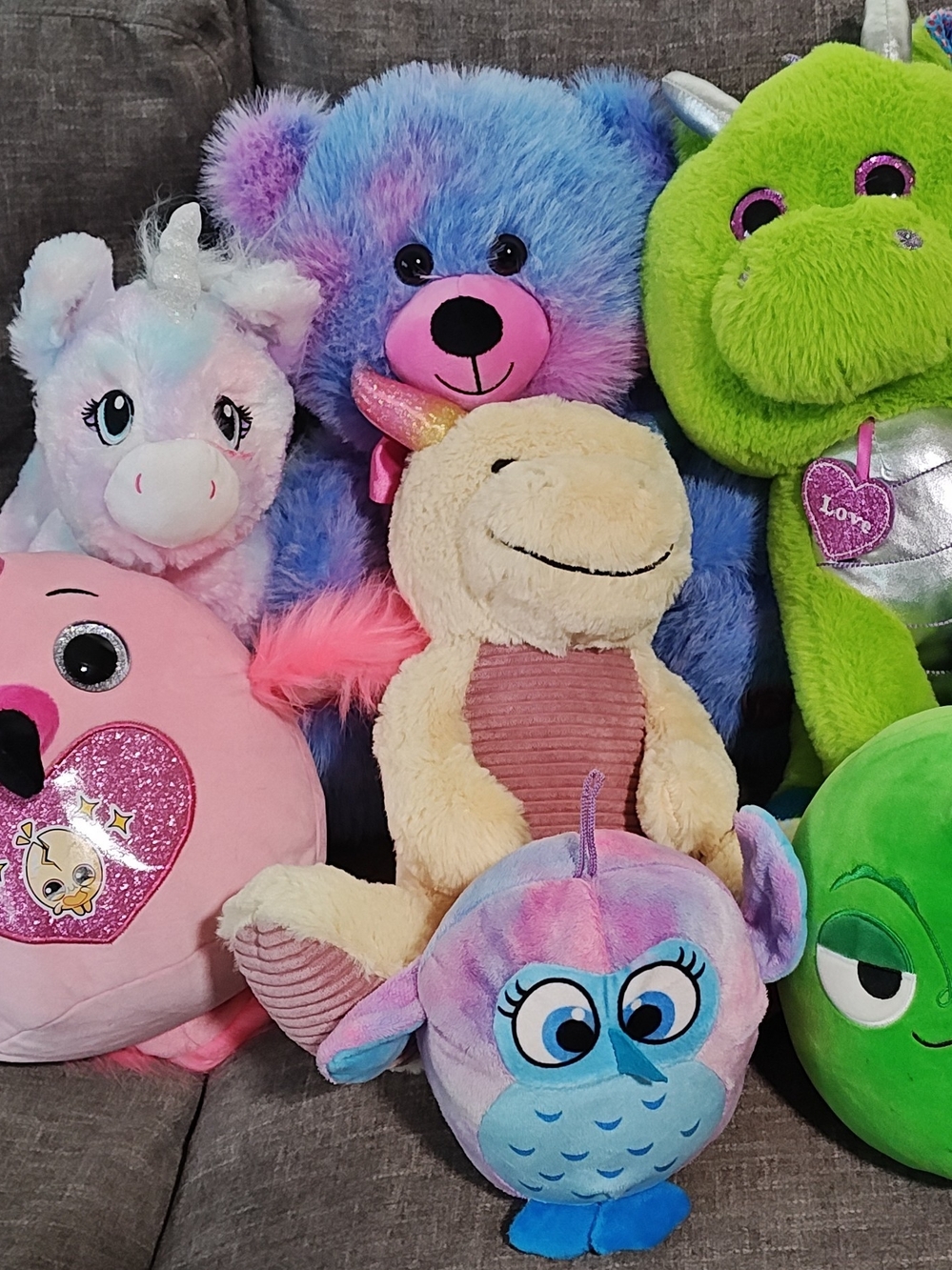 Lot of 7 Squishmallows Pascal And Other Big Stuff Animal.  In Great Condition